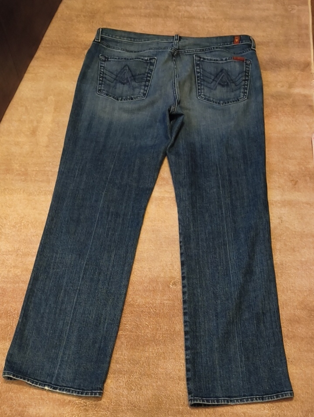 7 For All Mankind Men's Bootcut Jeans in Dark Blue Denim